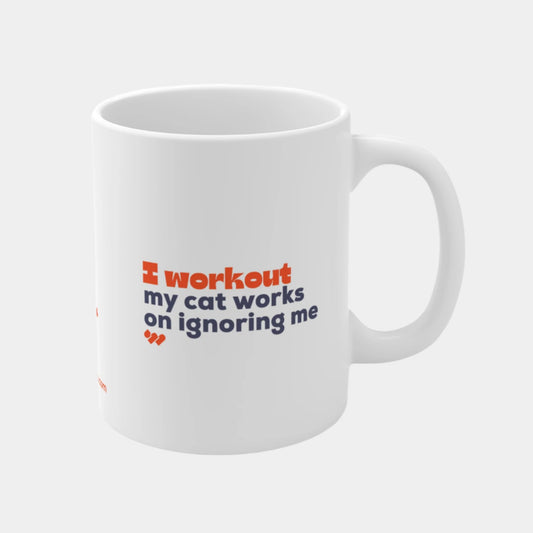 My cat works on ignoring me - Mug 11oz